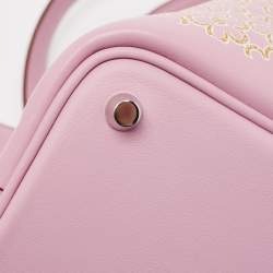 Pre Owned Hermes Rose/Chai/Blanc Swift Leather Lucky Daisy Picotin Lock 18 Bag