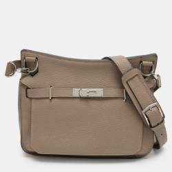 Pre Owned Hermes Grey Clemence Leather Jypsiere 28 Bag
