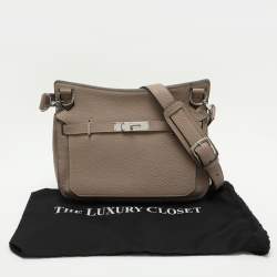Pre Owned Hermes Grey Clemence Leather Jypsiere 28 Bag
