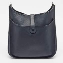 Pre Owned Hermès Bleu Obscur Taurillon Clemence Leather Evelyne III GM Bag