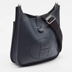 Pre Owned Hermès Bleu Obscur Taurillon Clemence Leather Evelyne III GM Bag