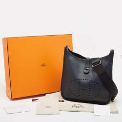 Pre Owned Hermès Bleu Obscur Taurillon Clemence Leather Evelyne III GM Bag