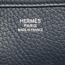 Pre Owned Hermès Bleu Obscur Taurillon Clemence Leather Evelyne III GM Bag
