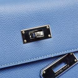 Pre Owned Hermes Blue Paradis Epsom Leather Palladium Hardware Kelly Sellier 35 Bag