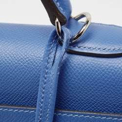 Pre Owned Hermes Blue Paradis Epsom Leather Palladium Hardware Kelly Sellier 35 Bag