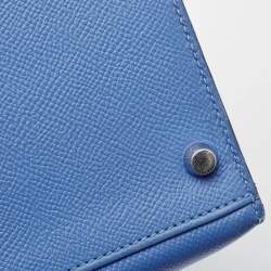 Pre Owned Hermes Blue Paradis Epsom Leather Palladium Hardware Kelly Sellier 35 Bag