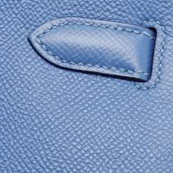 Pre Owned Hermes Blue Paradis Epsom Leather Palladium Hardware Kelly Sellier 35 Bag