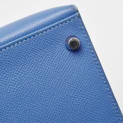 Pre Owned Hermes Blue Paradis Epsom Leather Palladium Hardware Kelly Sellier 35 Bag