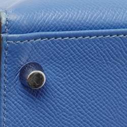 Pre Owned Hermes Blue Paradis Epsom Leather Palladium Hardware Kelly Sellier 35 Bag