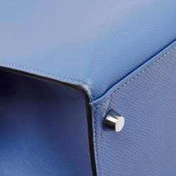 Pre Owned Hermes Blue Paradis Epsom Leather Palladium Hardware Kelly Sellier 35 Bag
