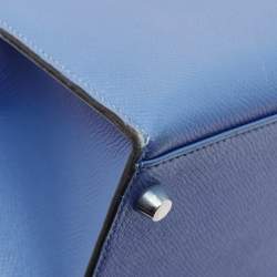 Pre Owned Hermes Blue Paradis Epsom Leather Palladium Hardware Kelly Sellier 35 Bag