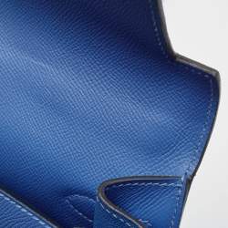 Pre Owned Hermes Blue Paradis Epsom Leather Palladium Hardware Kelly Sellier 35 Bag