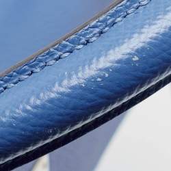 Pre Owned Hermes Blue Paradis Epsom Leather Palladium Hardware Kelly Sellier 35 Bag