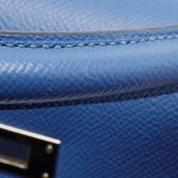 Pre Owned Hermes Blue Paradis Epsom Leather Palladium Hardware Kelly Sellier 35 Bag