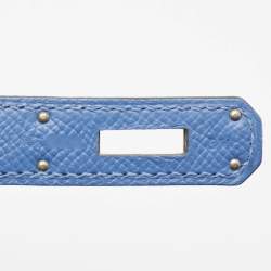 Pre Owned Hermes Blue Paradis Epsom Leather Palladium Hardware Kelly Sellier 35 Bag