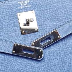Pre Owned Hermes Blue Paradis Epsom Leather Palladium Hardware Kelly Sellier 35 Bag