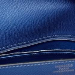 Pre Owned Hermes Blue Paradis Epsom Leather Palladium Hardware Kelly Sellier 35 Bag