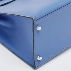 Pre Owned Hermes Blue Paradis Epsom Leather Palladium Hardware Kelly Sellier 35 Bag