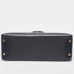 Pre Owned Hermes Bleu Marine Box Leather Gold Finish Kelly Sellier 32 Bag