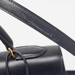 Pre Owned Hermes Bleu Marine Box Leather Gold Finish Kelly Sellier 32 Bag