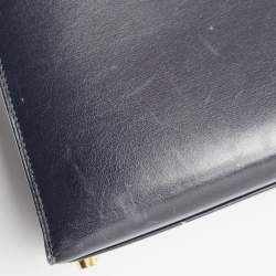 Pre Owned Hermes Bleu Marine Box Leather Gold Finish Kelly Sellier 32 Bag