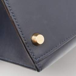 Pre Owned Hermes Bleu Marine Box Leather Gold Finish Kelly Sellier 32 Bag