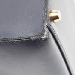 Pre Owned Hermes Bleu Marine Box Leather Gold Finish Kelly Sellier 32 Bag