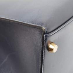 Pre Owned Hermes Bleu Marine Box Leather Gold Finish Kelly Sellier 32 Bag