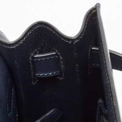 Pre Owned Hermes Bleu Marine Box Leather Gold Finish Kelly Sellier 32 Bag