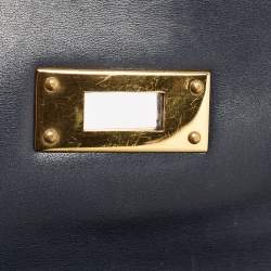 Pre Owned Hermes Bleu Marine Box Leather Gold Finish Kelly Sellier 32 Bag