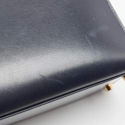 Pre Owned Hermes Bleu Marine Box Leather Gold Finish Kelly Sellier 32 Bag