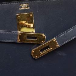 Pre Owned Hermes Bleu Marine Box Leather Gold Finish Kelly Sellier 32 Bag