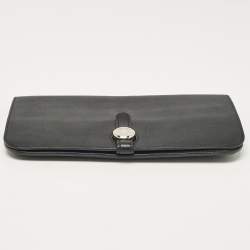 Pre Owned Hermes Noir Swift Leather Dogon Recto Verso Wallet