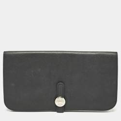 Pre Owned Hermes Noir Swift Leather Dogon Recto Verso Wallet