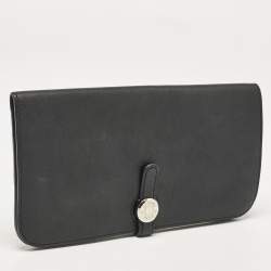 Pre Owned Hermes Noir Swift Leather Dogon Recto Verso Wallet