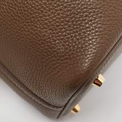 Pre Owned Hermes Etoupe Taurillon Clemence Leather Picotin Lock 18 Bag