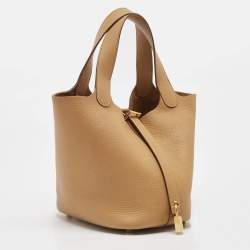 Hermès Biscuit Taurillon Clemence Leather Picotin Lock 18 Bag