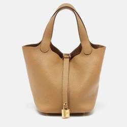 Hermès Biscuit Taurillon Clemence Leather Picotin Lock 18 Bag