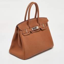 Hermes Gold Togo Leather Palladium Finish Birkin 30 Bag