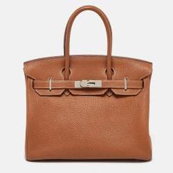 Hermes Gold Togo Leather Palladium Finish Birkin 30 Bag
