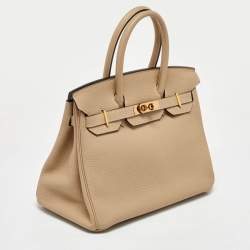 Hermes Trench Togo Leather Gold Finish Birkin 30 Bag