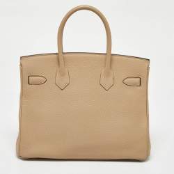 Hermes Trench Togo Leather Gold Finish Birkin 30 Bag