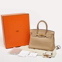 Hermes Trench Togo Leather Gold Finish Birkin 30 Bag