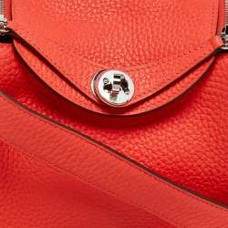 Pre Owned Hermes Orange Field Taurillon Clemence Leather Palladium Finish Mini Lindy Bag