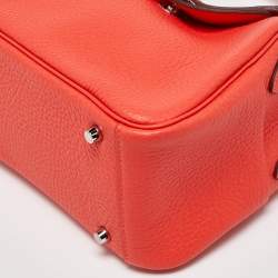 Pre Owned Hermes Orange Field Taurillon Clemence Leather Palladium Finish Mini Lindy Bag