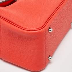 Pre Owned Hermes Orange Field Taurillon Clemence Leather Palladium Finish Mini Lindy Bag