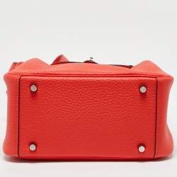 Pre Owned Hermes Orange Field Taurillon Clemence Leather Palladium Finish Mini Lindy Bag