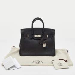 Pre Owned Hermes Black Togo Leather Palladium Finish Birkin 25 Bag