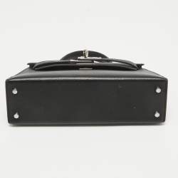 Pre Owned Hermes Noir Epsom Leather Palladium Finish Mini Kelly II Sellier 20 Bag
