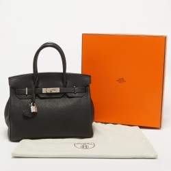 Hermes Noir Togo Leather Palladium Finish Birkin 30 Bag